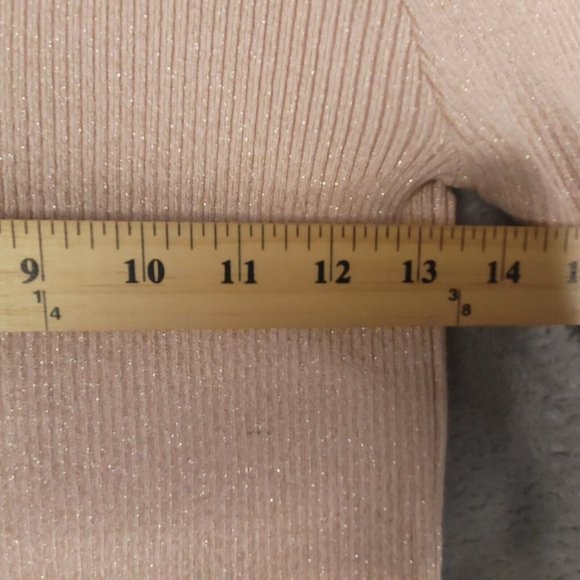 Express Womens Sweater Pullover Ruffle Collar Long Sleeve Glitter Pink M - Picture 3 of 10